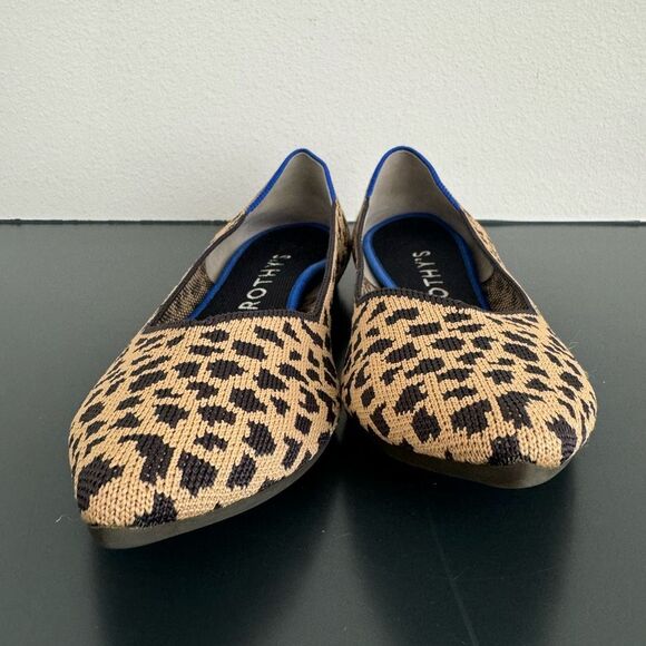 Rothy’s Pointed Toe Leopard Animal Print Ballerina Slip On Comfort Flat Size 10 - Picture 9 of 12